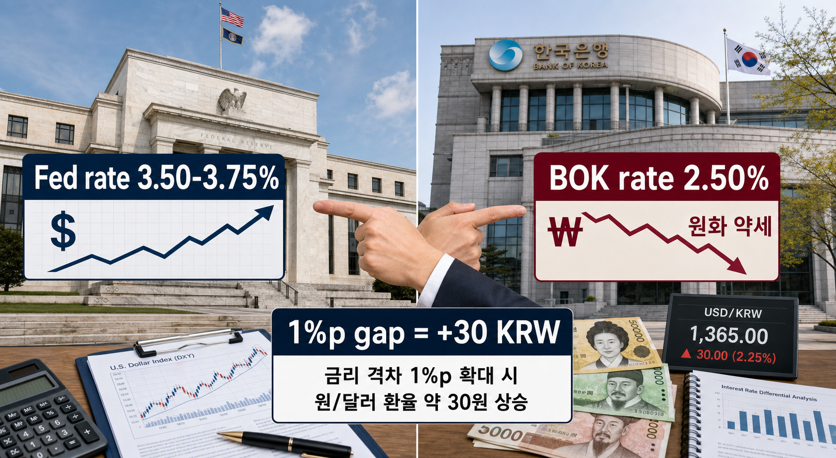 글로벌 금리 차이가 원달러 환율에 미치는 영향 비교