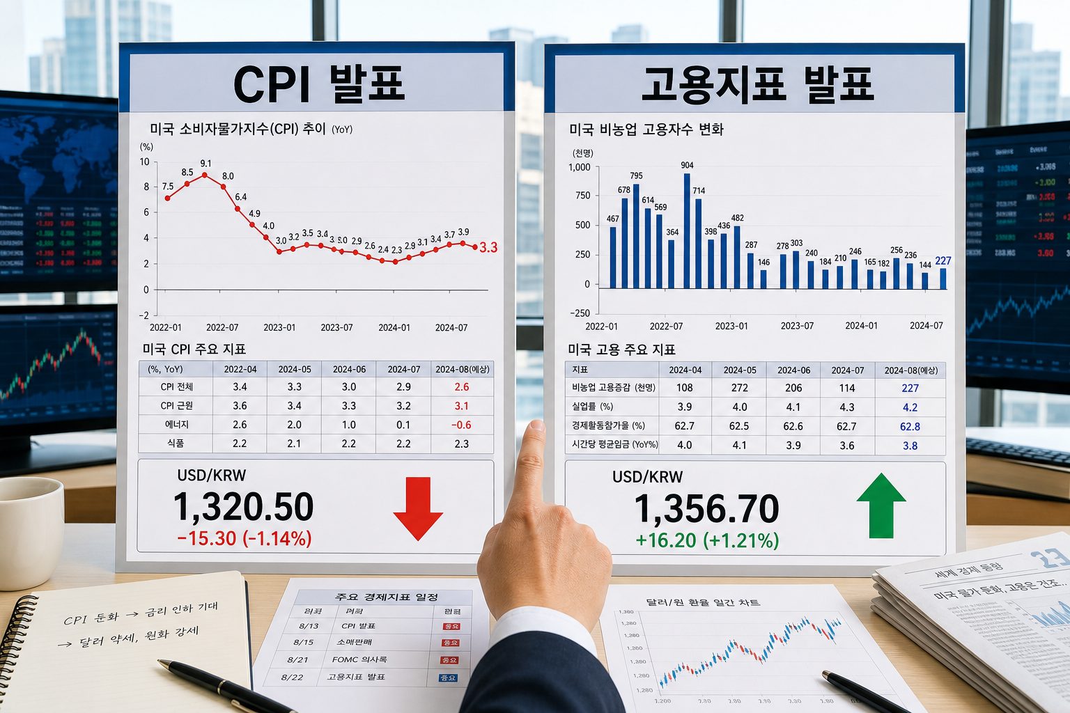CPI와 고용지표 발표 후 원달러 환율 영향 비교와 대응법