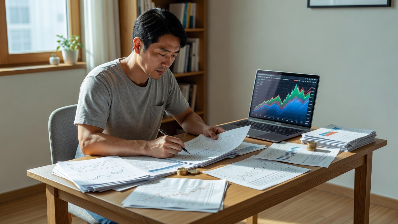 환율 FAQ 목차와 관련된 책상 위 자료 정리 장면
