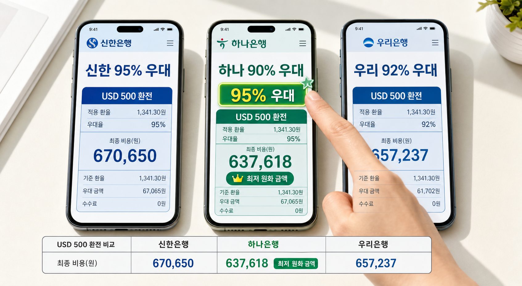 달러환전우대 95% 받는 은행별 비교 방법