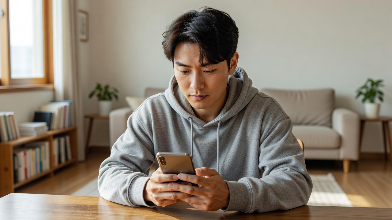 isa계좌 개설 후 스마트폰으로 주식 매매하는 모습