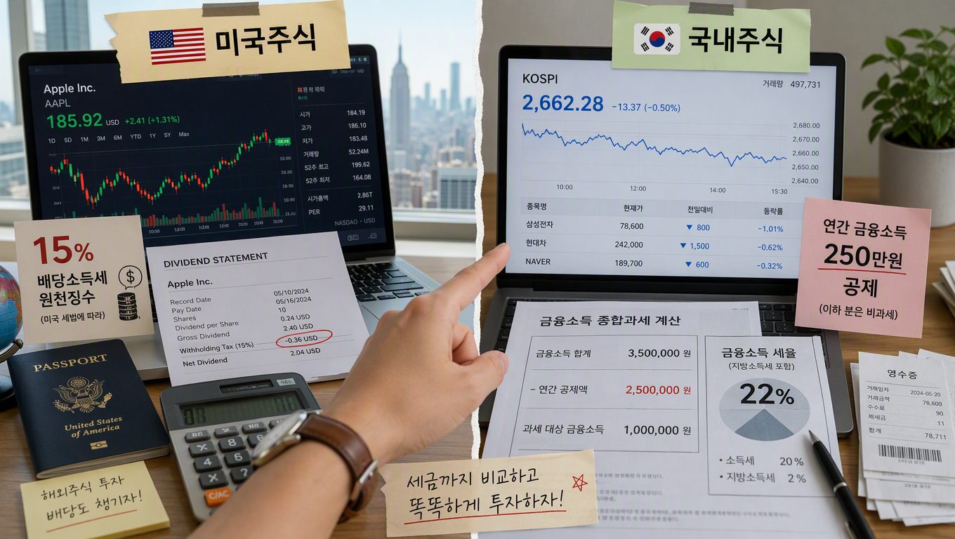미국주식 세금 기준과 국내주식 세금 기준 비교: 차이점 정리