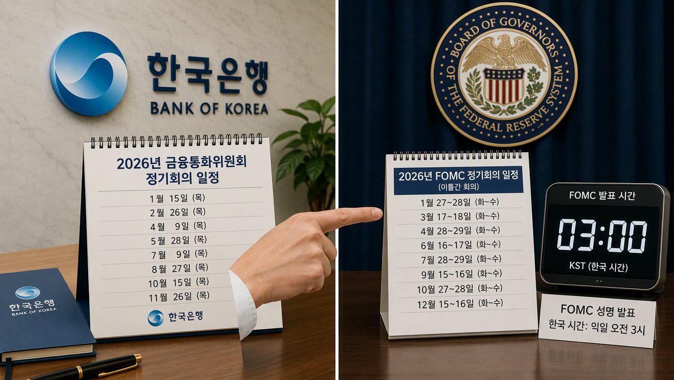 한국은행 금리 발표 일정과 미국 Fed 금리 일정 비교 시 확인할 핵심 차이점