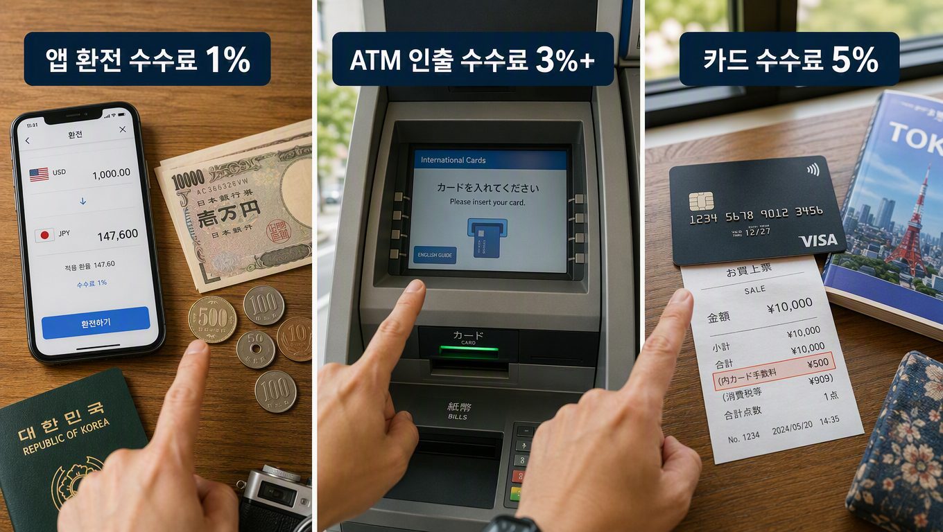 엔화 약세 일본 여행 시 ATM·환전·카드 수수료 비교와 최적 조합