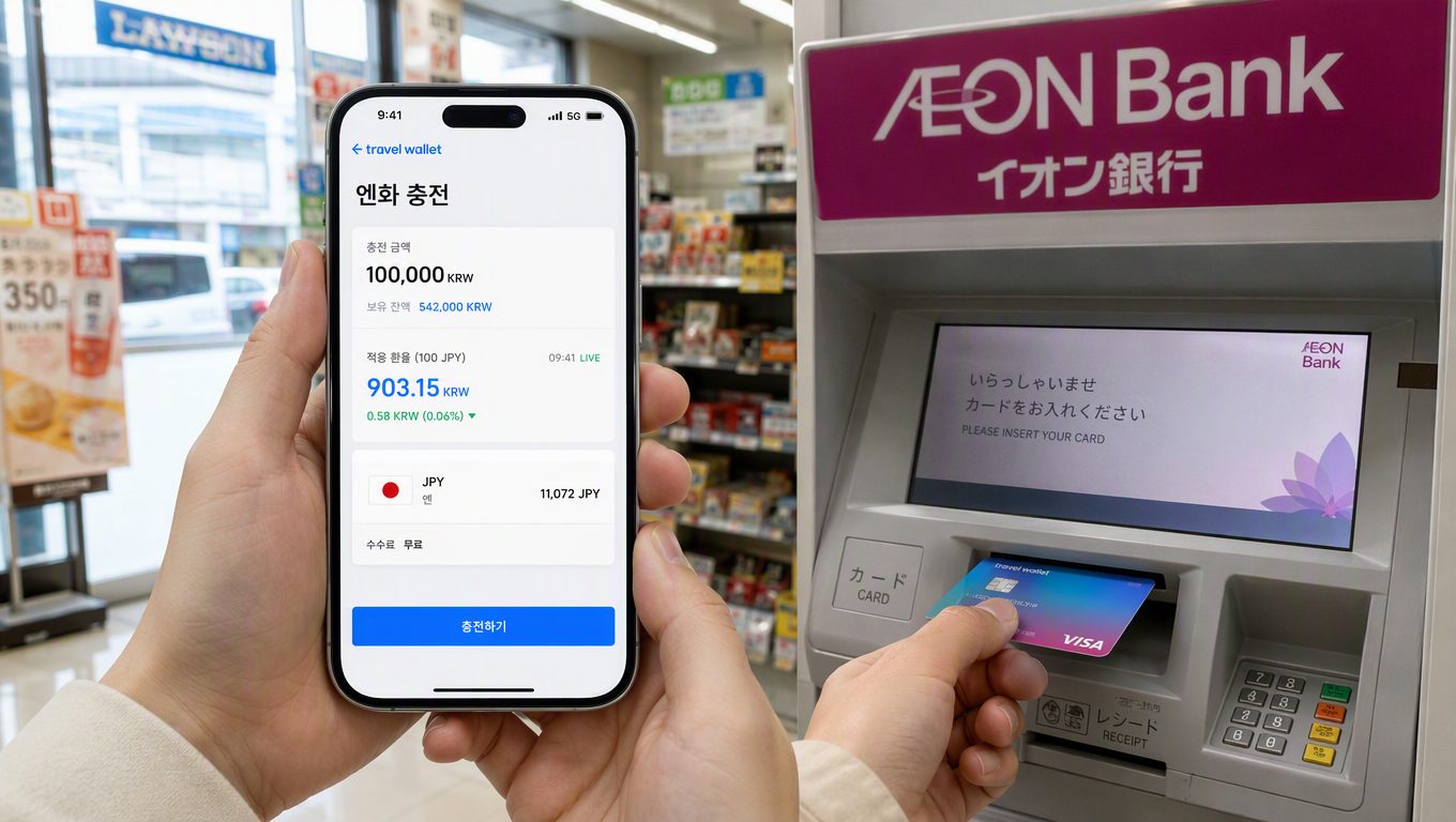 트래블월렛 수수료 무료로 엔화 충전하고 일본에서 출금하는 조건