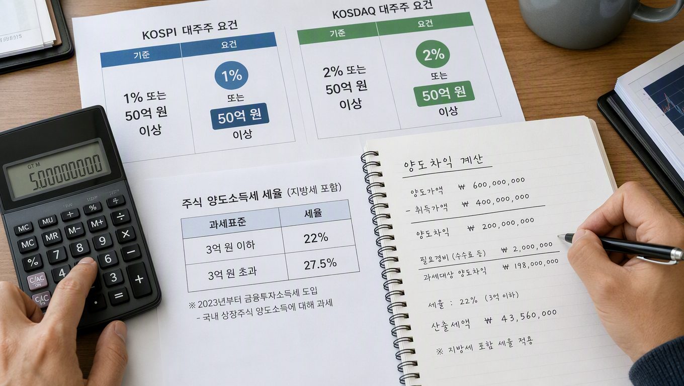 국내 주식 양도소득세 기준