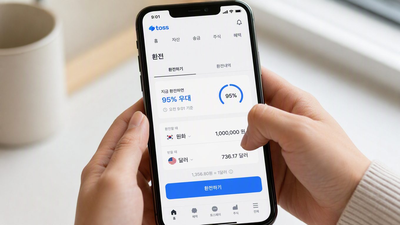 토스 앱에서 환전 우대율 확인하고 95% 적용받는 방법
