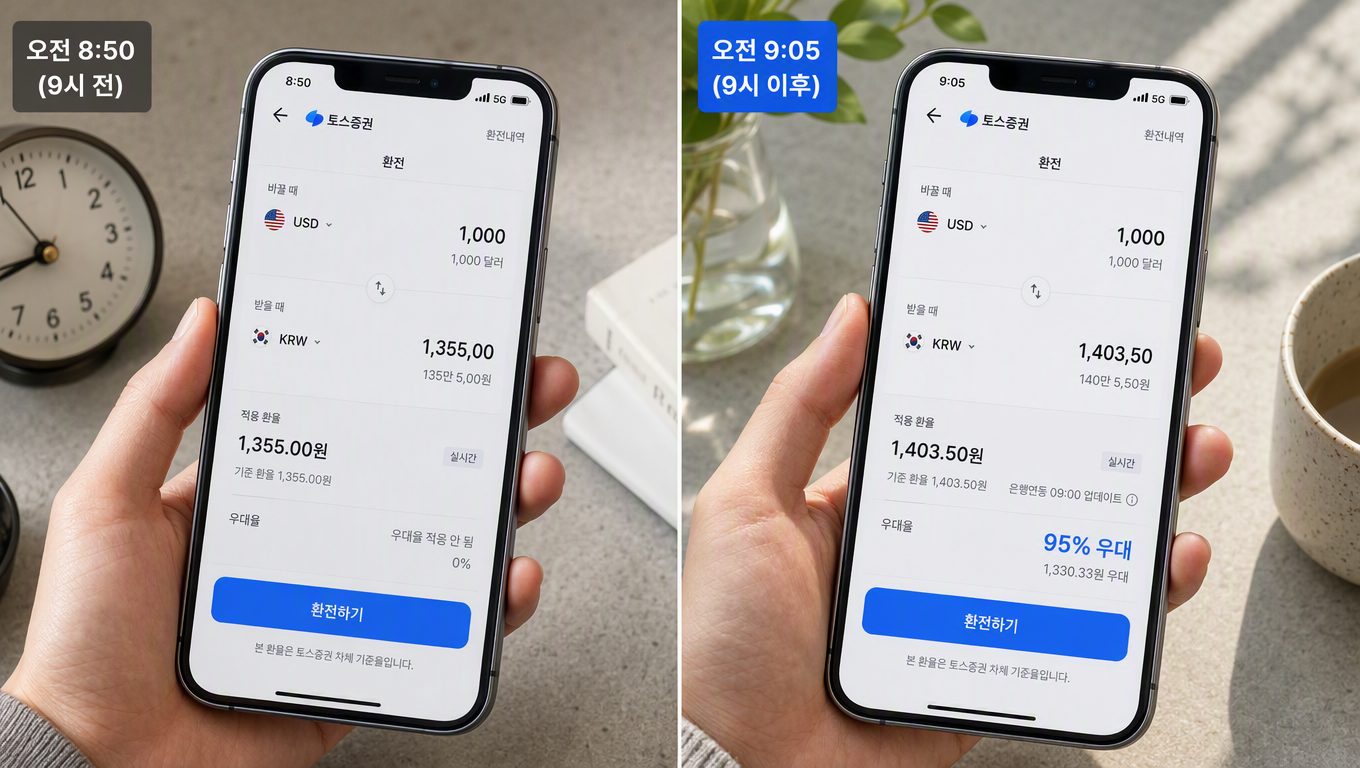 토스 환전 우대 95는 정규시간에만 적용된다
