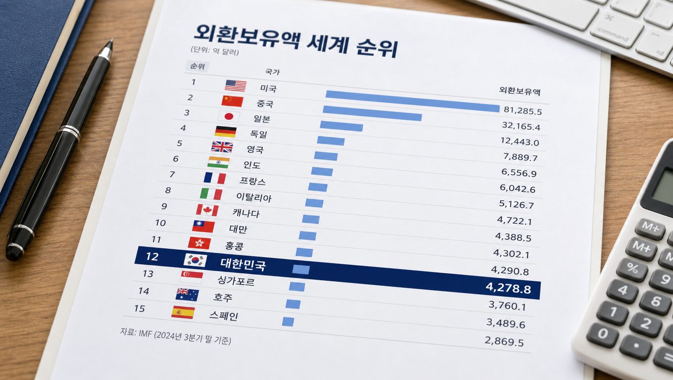한국 외환보유액 규모와 세계 순위