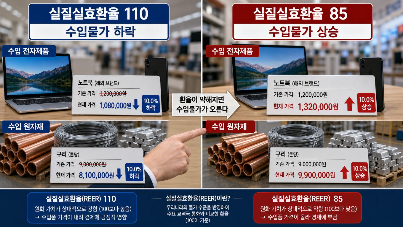 실질실효환율 상승이 수입 물가에 미치는 영향