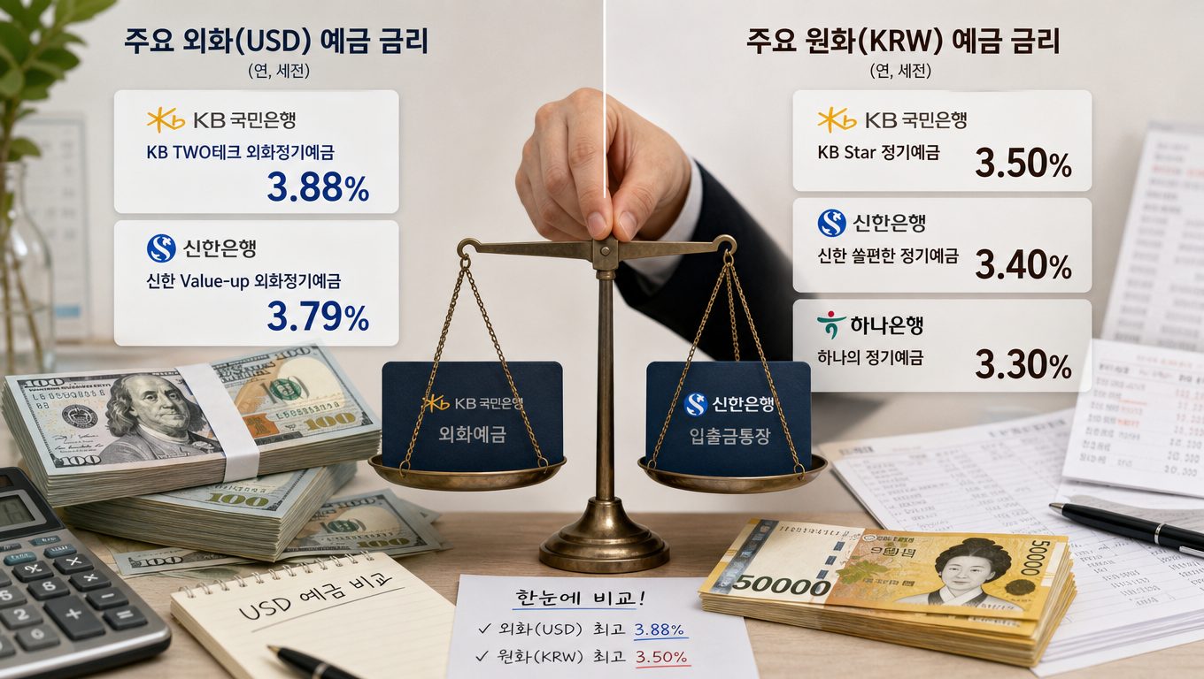 달러 예금 금리와 원화 예금 수익률 비교